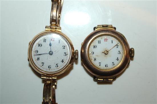 Two gold wristwatches, one with 15ct gold bracelet